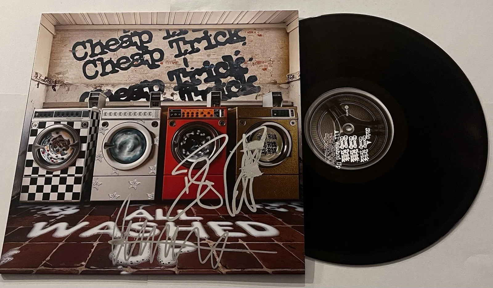 CHEAP TRICK SIGNED ALL WASHED UP LP VINYL RECORD ALBUM ROBIN RICK TOM JSA COA, изображение 2