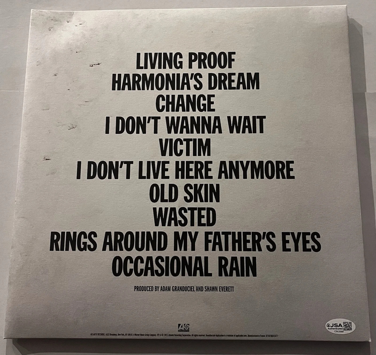 THE WAR ON DRUGS SIGNED I DON'T LIVE HERE ANYMORE LP VINYL RECORD ALBUM ADAM JSA, изображение 4