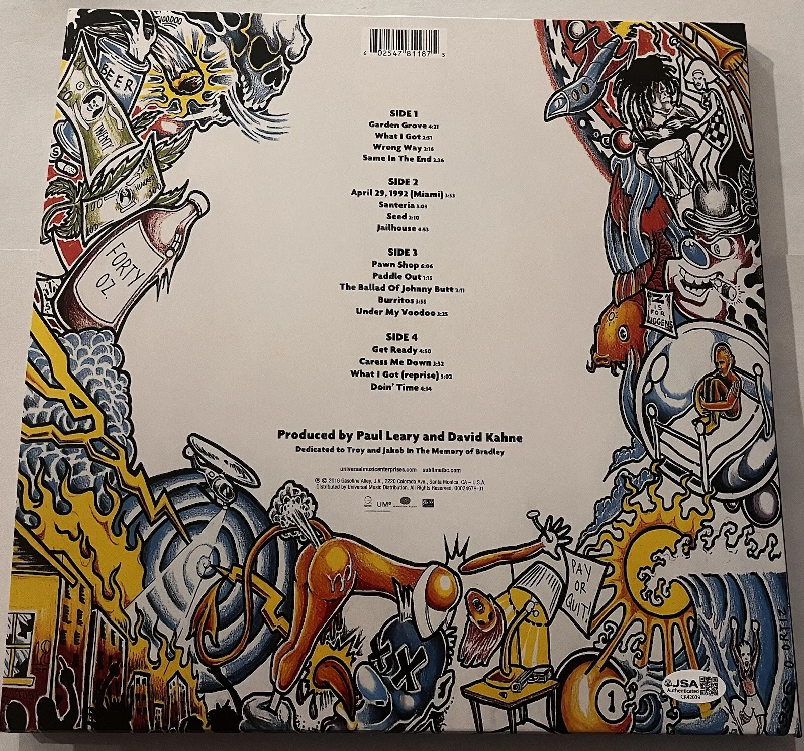 ERIC WILSON SIGNED SUBLIME LP VINYL RECORD ALBUM SANTERIA JSA COA, image 5