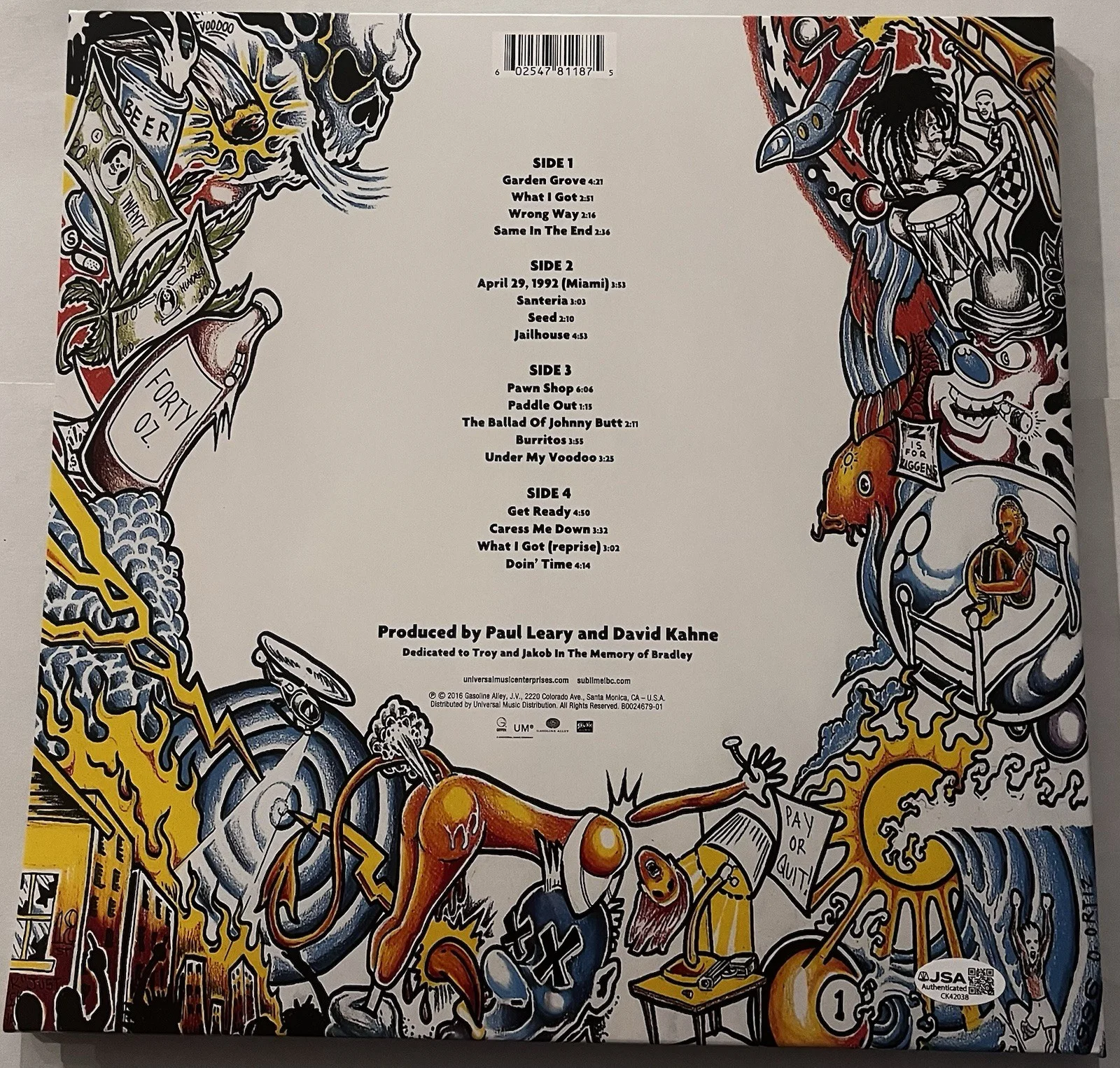 ERIC WILSON SIGNED SUBLIME LP VINYL RECORD ALBUM SANTERIA JSA COA, изображение 4
