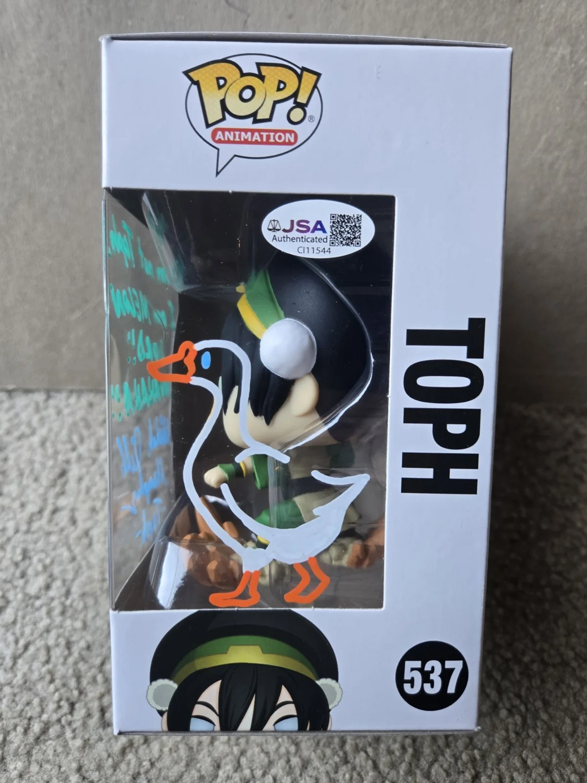 Michaela Jill Murphy — Michaela Jill Murphy SIGNED Toph Funko #537 With QUOTE & SKETCH! JSA COA, image 2
