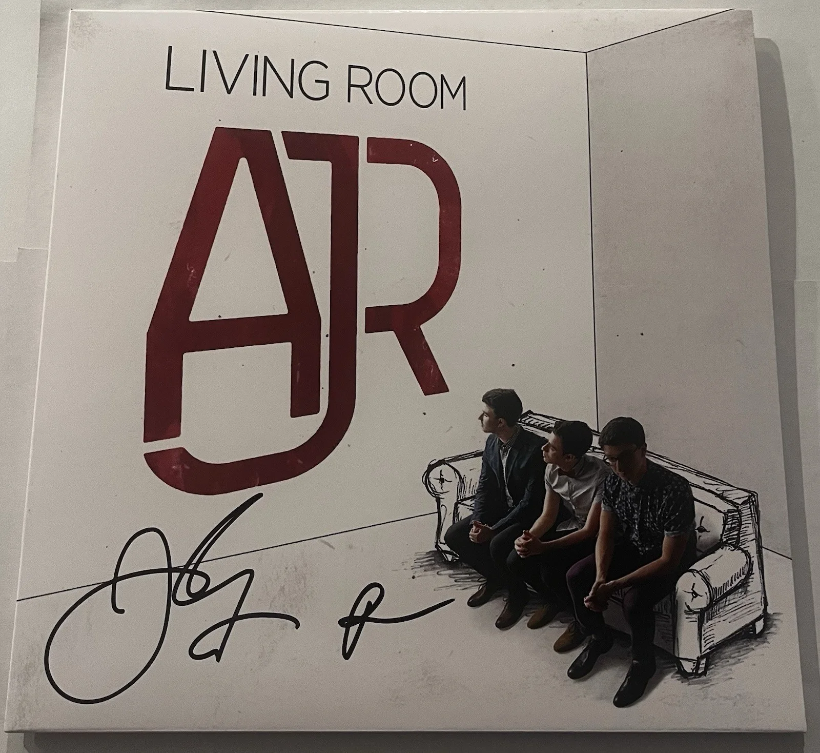 AJR BAND SIGNED LIVING ROOM LP VINYL RECORD ALBUM RYAN JACK MET JSA COA, изображение 3