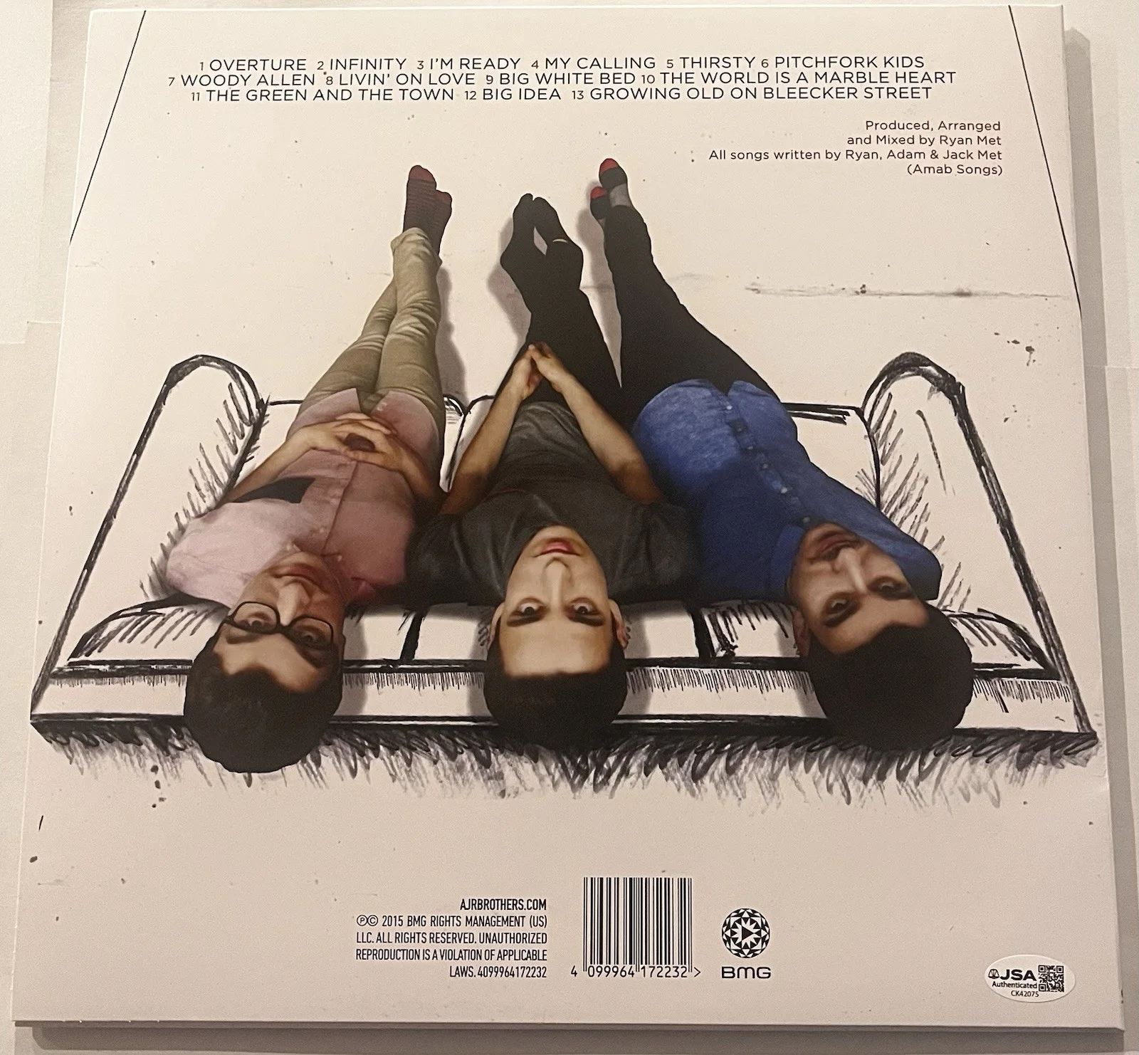 AJR BAND SIGNED LIVING ROOM LP VINYL RECORD ALBUM RYAN JACK MET JSA COA, изображение 4