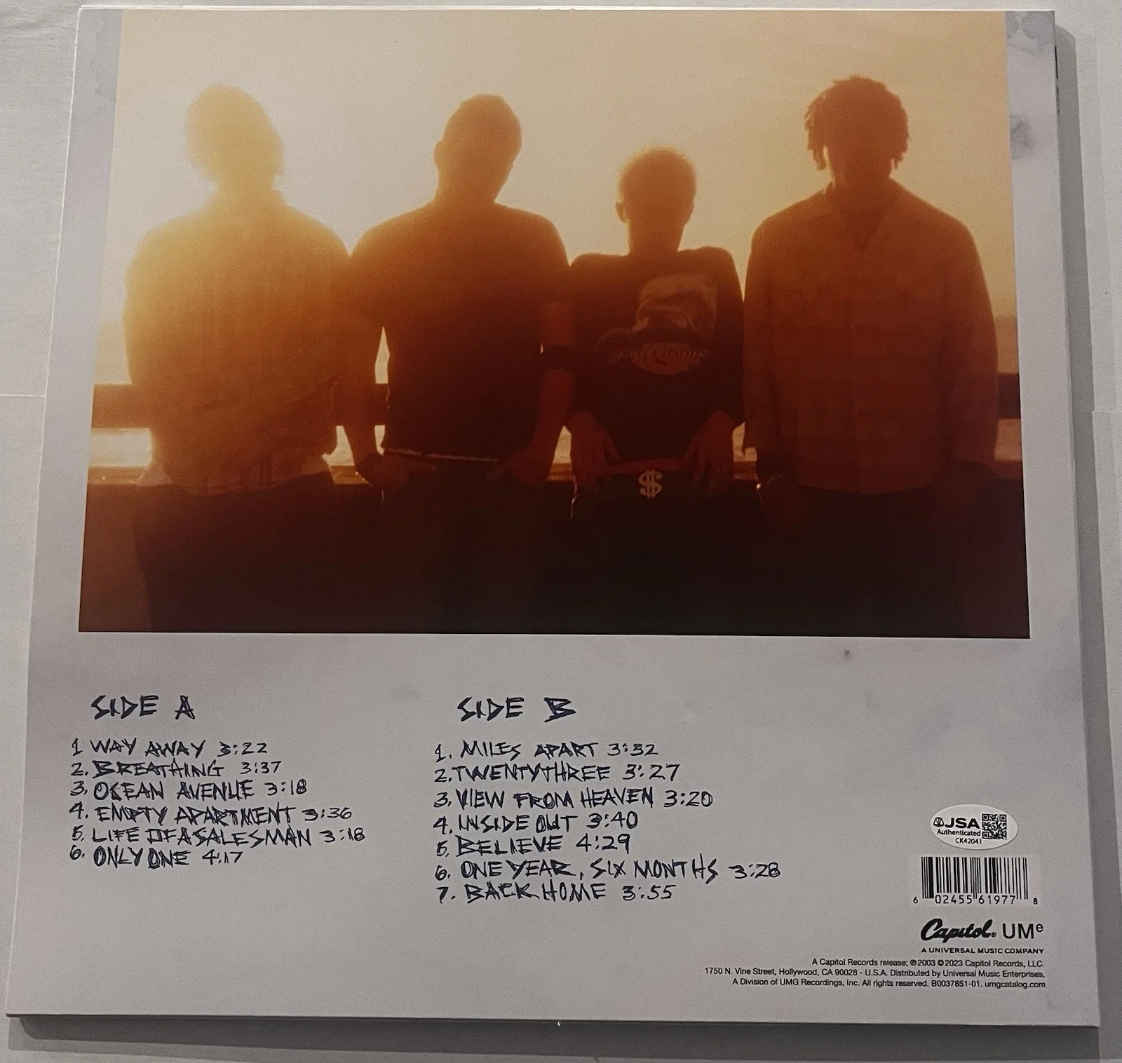 YELLOWCARD BAND SIGNED OCEAN AVENUE LP VINYL RECORD ALBUM RYAN KEY SEAN JSA COA, изображение 4