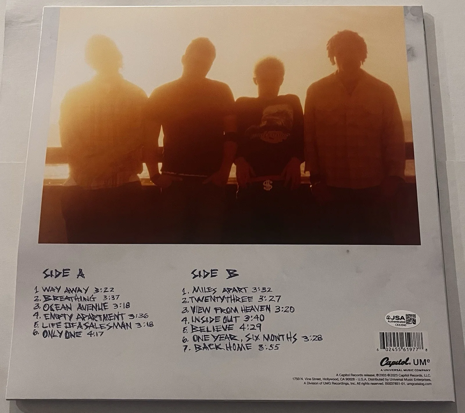 YELLOWCARD BAND SIGNED OCEAN AVENUE LP VINYL RECORD ALBUM RYAN KEY SEAN JSA COA, изображение 4
