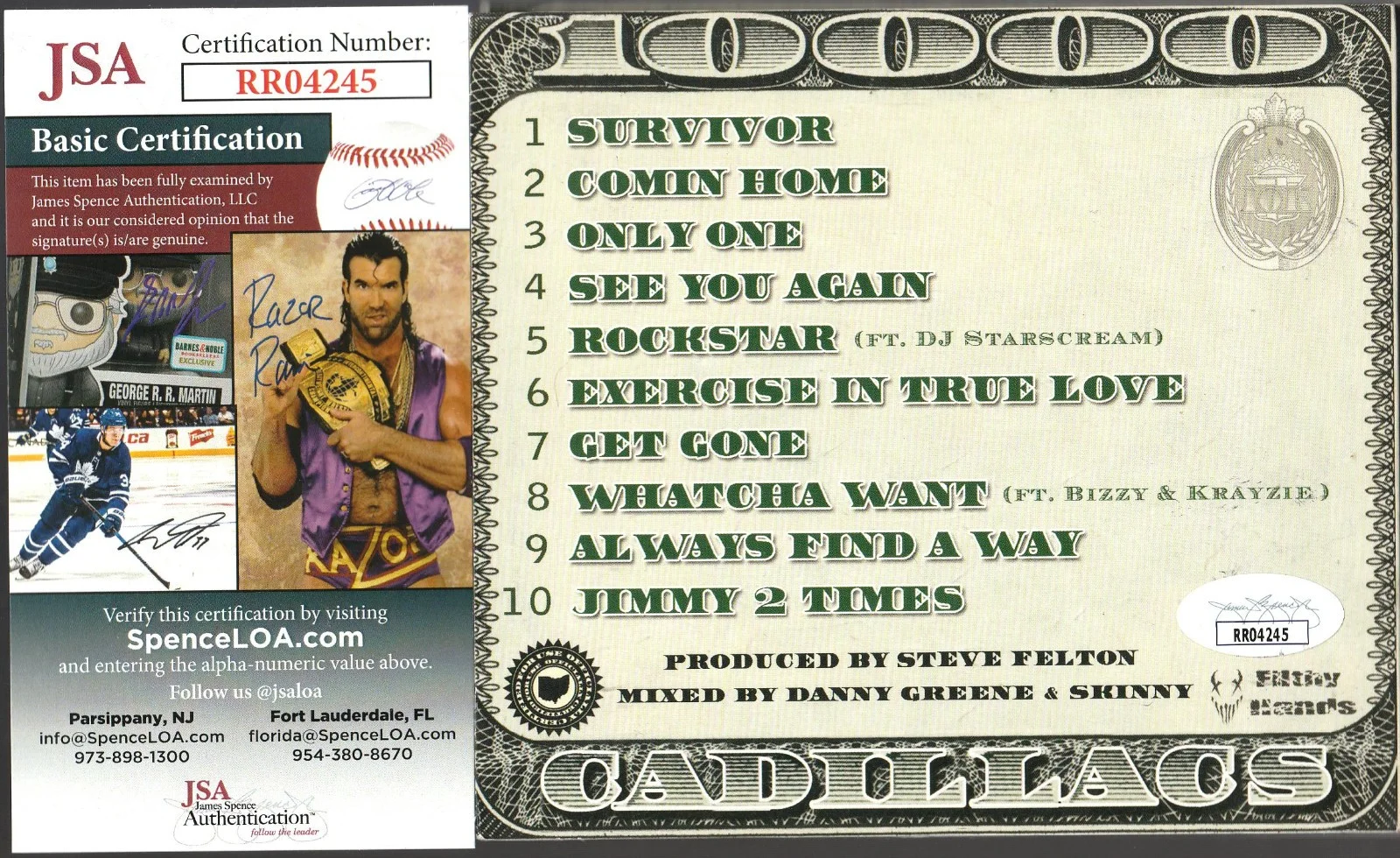 SIGNED 10,000 CADILLACS AUTOGRAPHED CD 216 CERTIFIED AUTHENTIC JSA COA # RR04245, image 2
