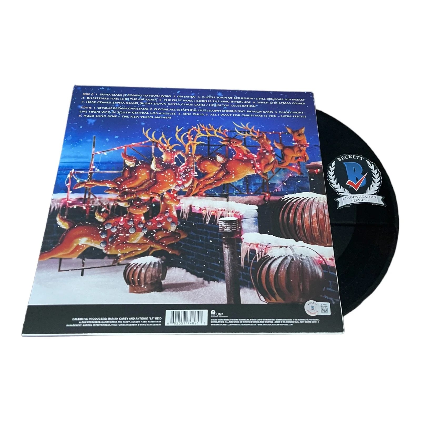 MARIAH CAREY SIGNED AUTOGRAPH MERRY CHRISTMAS II YOU ALBUM LP VINYL BECKETT BAS, изображение 2
