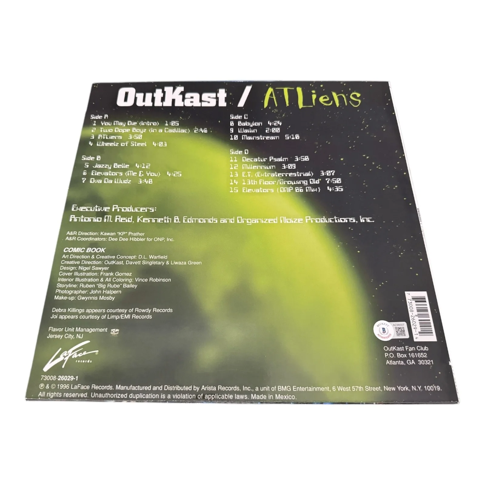 OUTKAST SIGNED AUTOGRAPH ATLIENS LP VINYL BAS BECKETT ANDRE 3000 BIG BOI, image 2
