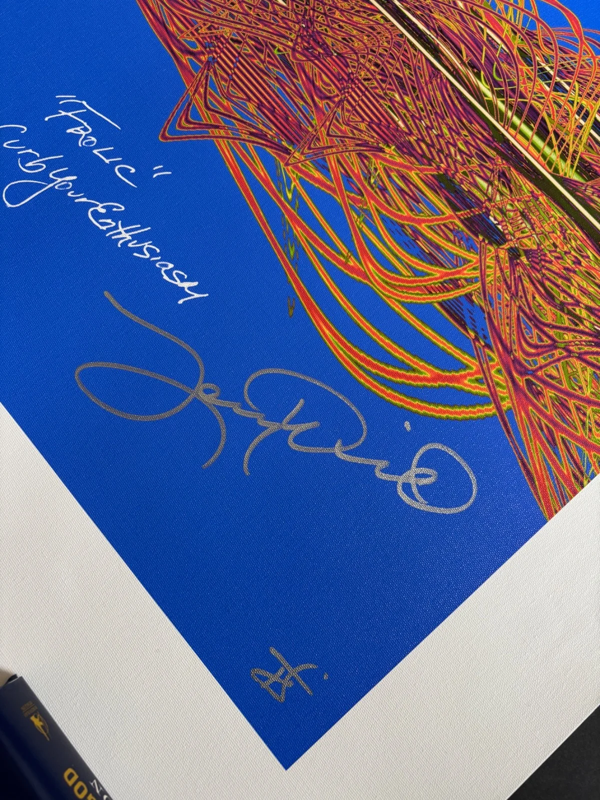 LARRY DAVID SIGNED CURB YOUR ENTHUSIASM 27X27 CANVAS SOUNDWAVES 100 SEINFELD BAS, изображение 2