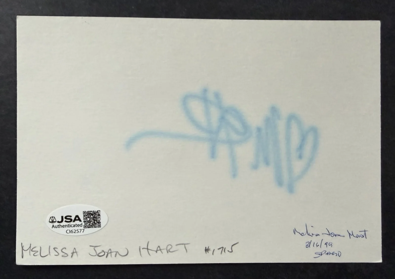 Melissa Joan Hart — Melissa Joan Hart Signed Autographed Index Card JSA Actress TV Sabrina Witch, изображение 3
