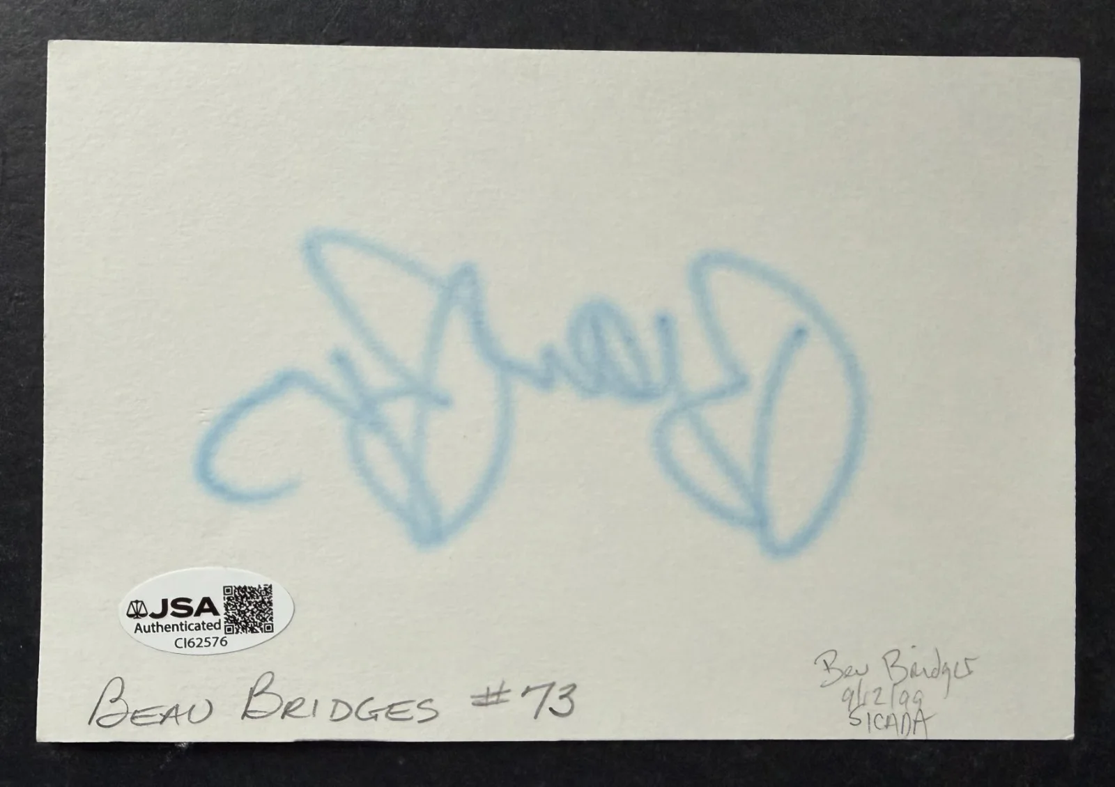 Beau Bridges — Beau Bridges Signed Autographed Index Card JSA American Emmy Golden Globe, изображение 3