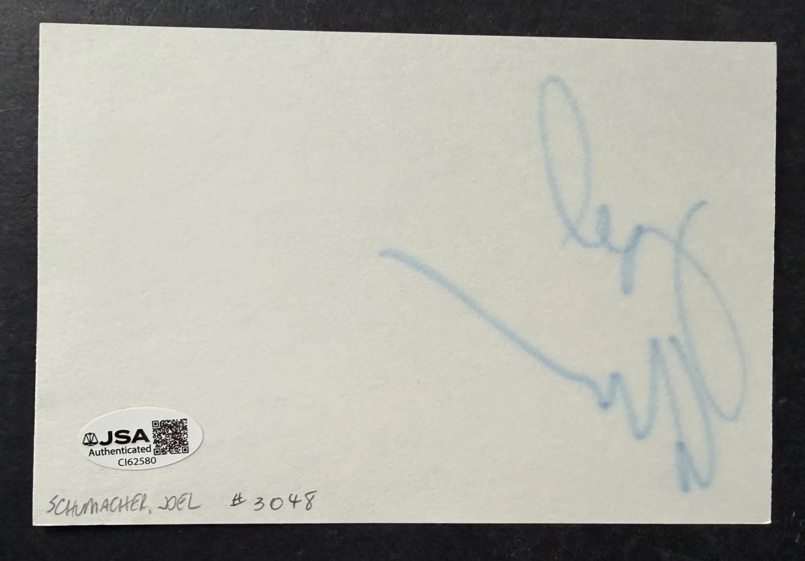 Joel Schumacher — Joel Schumacher Signed Autographed Index Card JSA American Director Producer, image 3