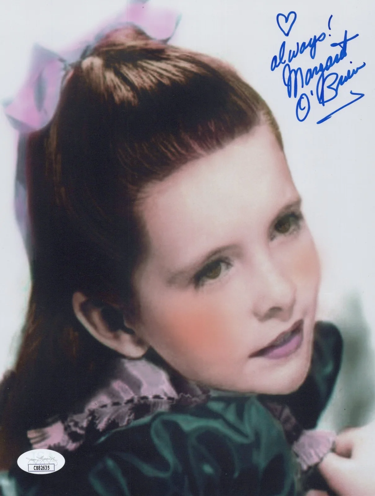 MARGARET O'BRIAN — MARGARET O'BRIAN Signed 8x10 Photo MEET ME IN ST. LOUIS Autograph JSA COA CERT