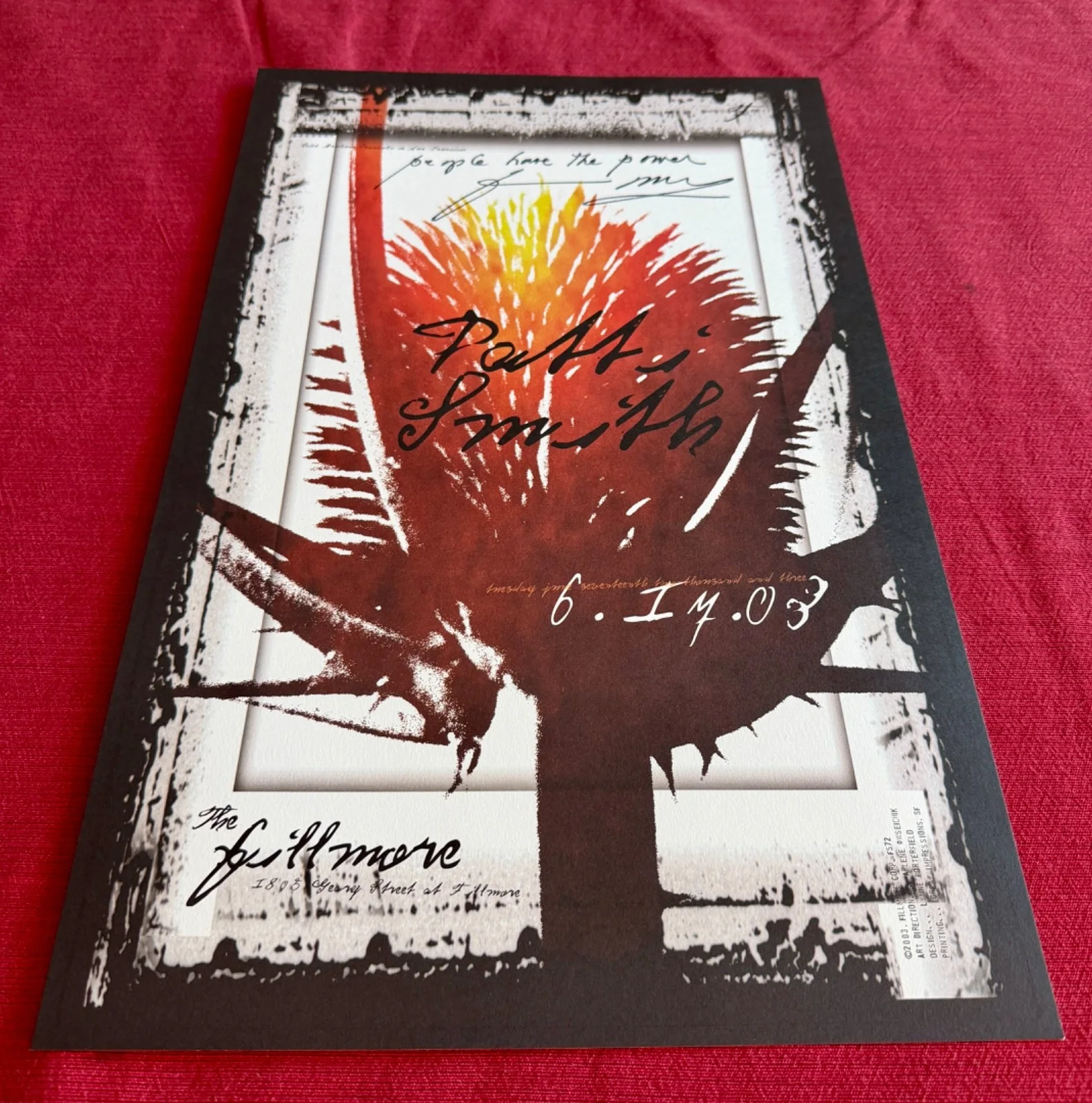 Autographed PATTI SMITH Poster - The Fillmore, SF - June 17, 2003 - Mint Cond., изображение 2