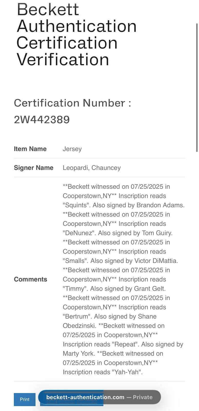 William Shatner — The Sandlot Cast Signed Custom Jersey (Beckett, Size XL), image 4