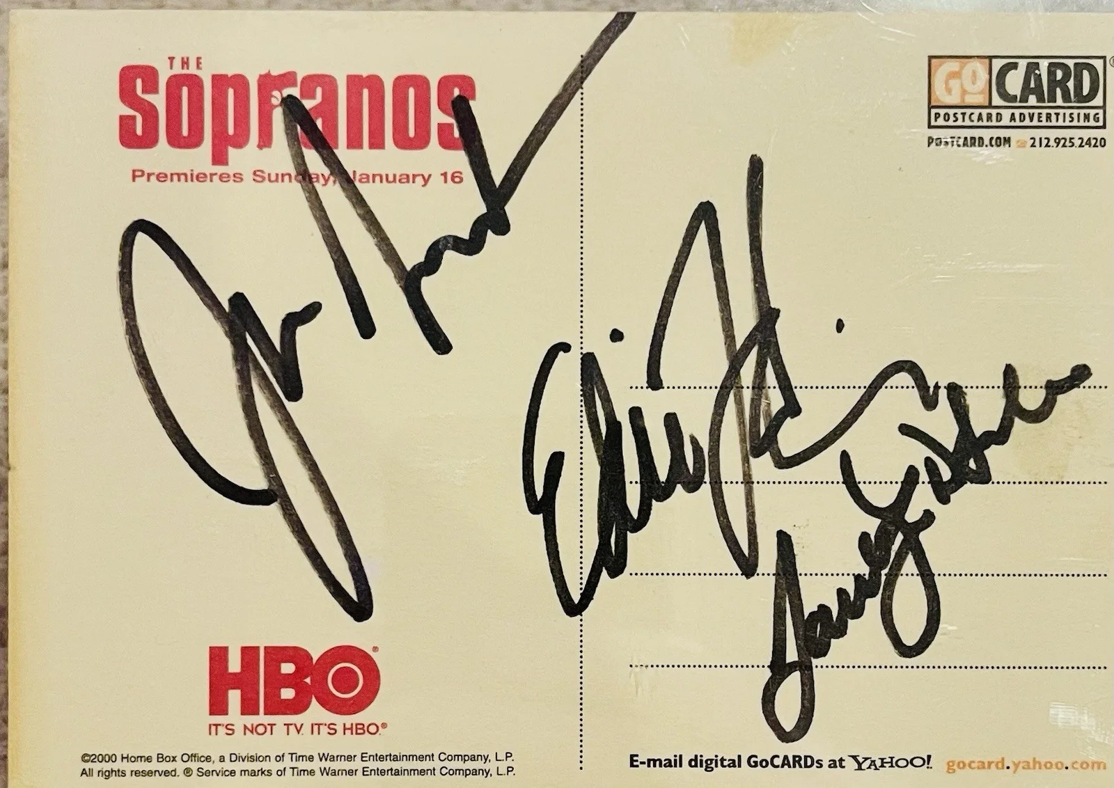 James Gandolfini — Sopranos Rare Signed Postcard Gandolfini, Falco, Sigler, Van Zandt Autograph Wow, image 2