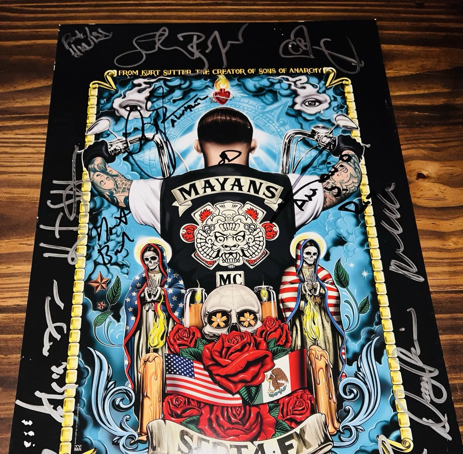 15 Cast Members — MAYANS MC Cast Signed By 15 SDCC 2018 Mini Poster Promo 11x17 Inch SOA, изображение 2