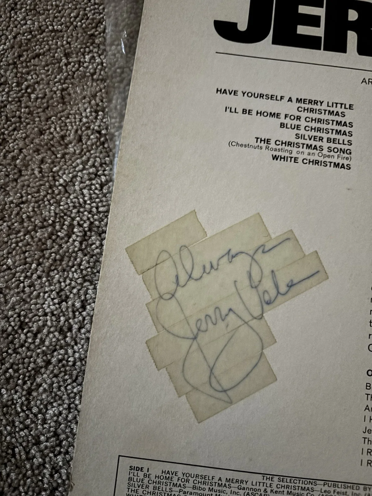 Jerry Vale Autographed Christmas Greetings Record Signed Original, image 3