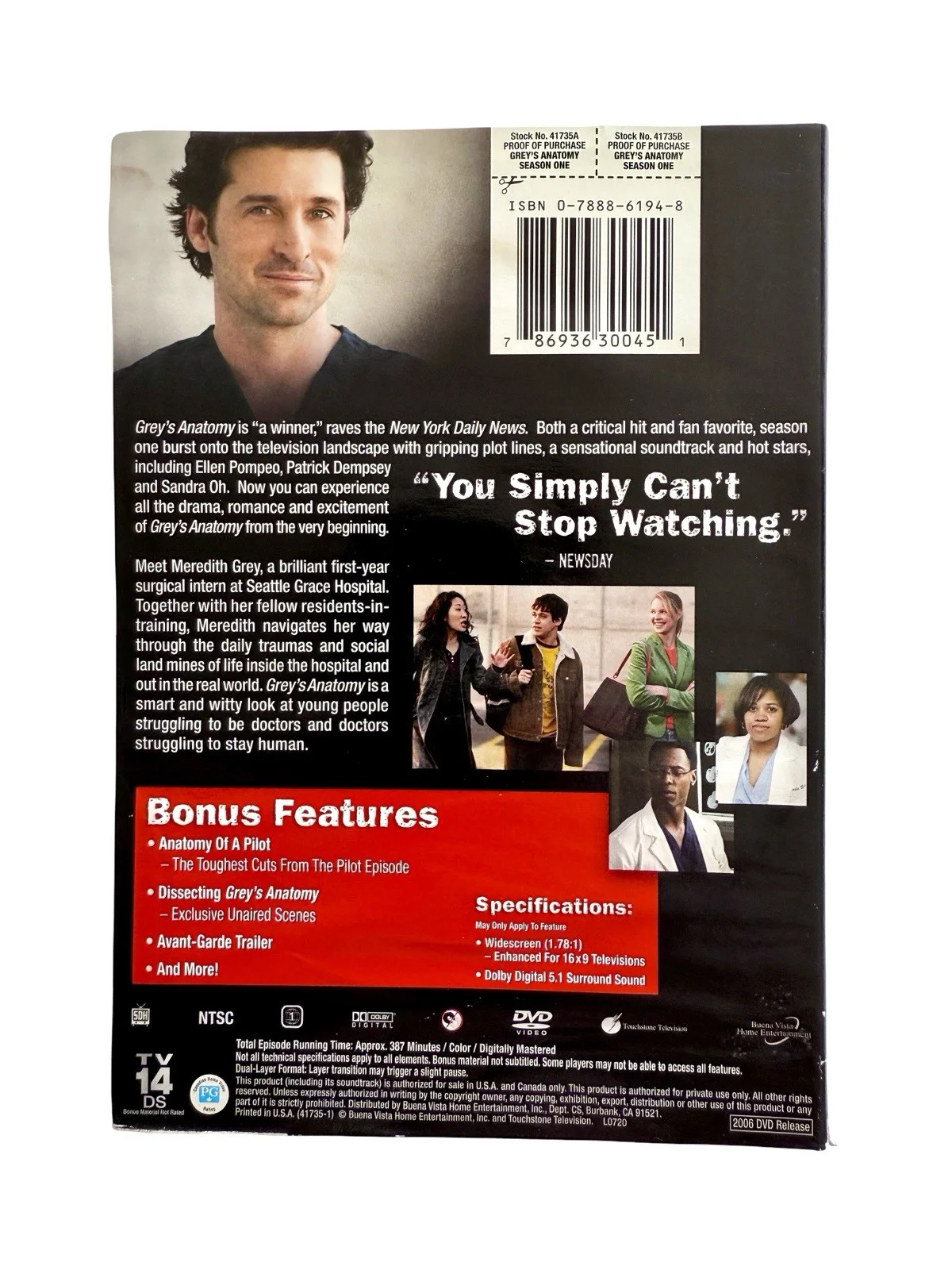 Ellen Pompeo — Ellen Pompeo Signed Autographed Grey's Anatomy Season One DVD Cover, image 2