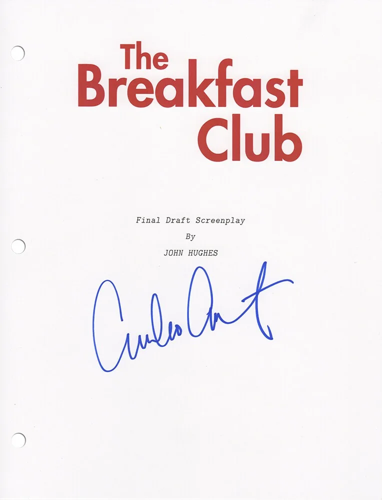 Websites — Emilio Estevez Signed The Breakfast Club Movie Script Cover Page -(SCHWARTZ COA)