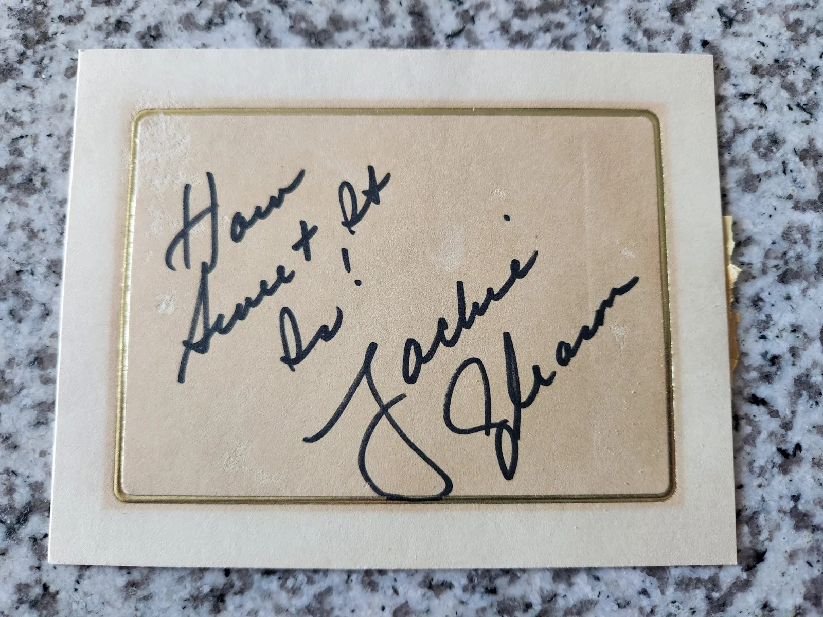 Jackie Gleason — Jackie Gleason Autographed 3X5 index Card. No COA Honey Mooners Izzy & Moe