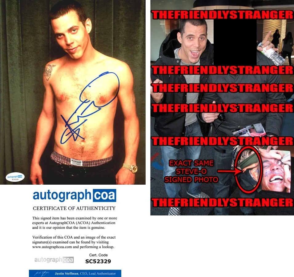 STEVE-O — Steve-O signed Autographed "JACKASS" 8x10 Photo h EXACT PROOF MrBeast ACOA COA