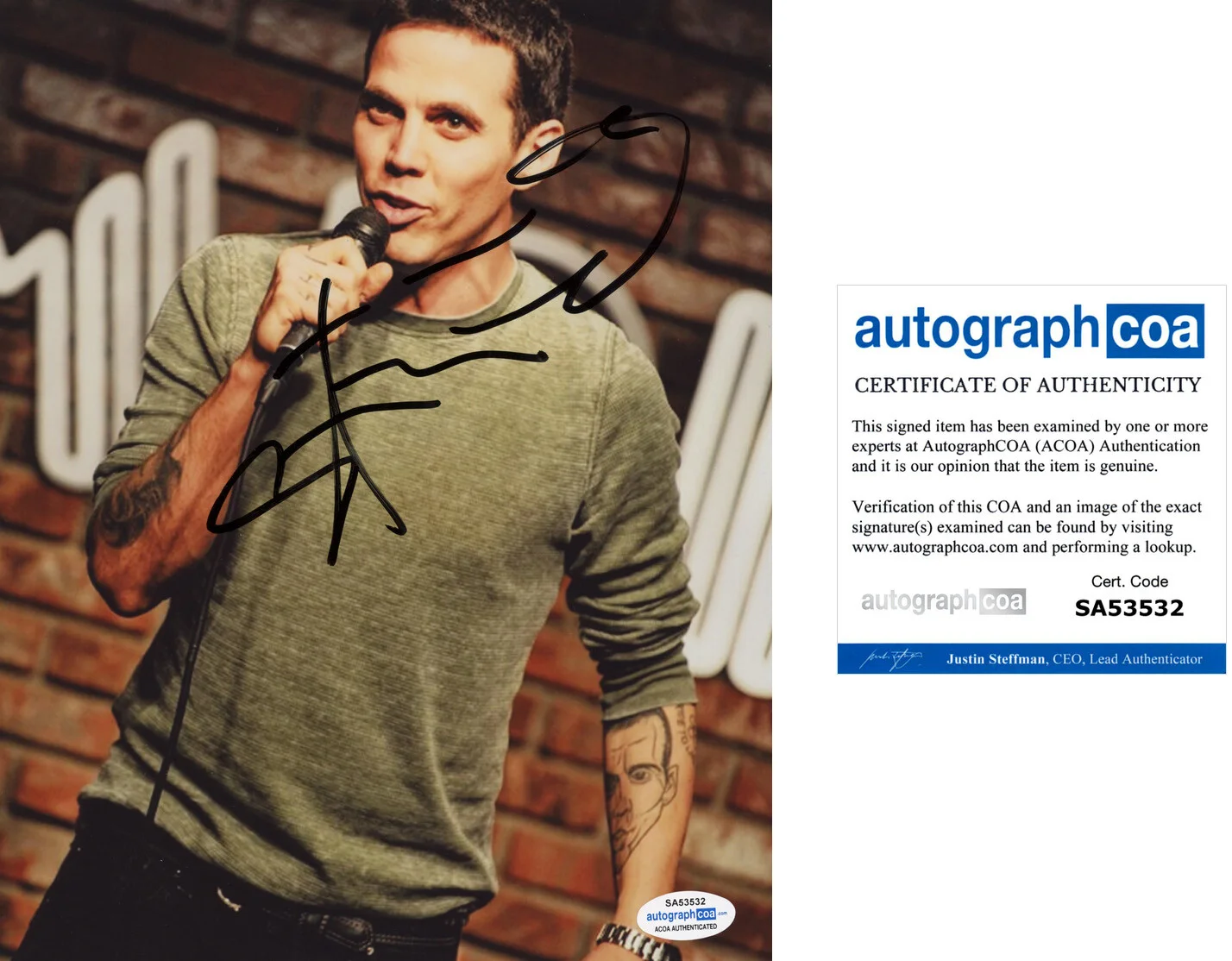 STEVE-O — Steve-O signed Autographed 8x10 Photo JACKASS e WILDBOYZ MrBeast ACOA COA