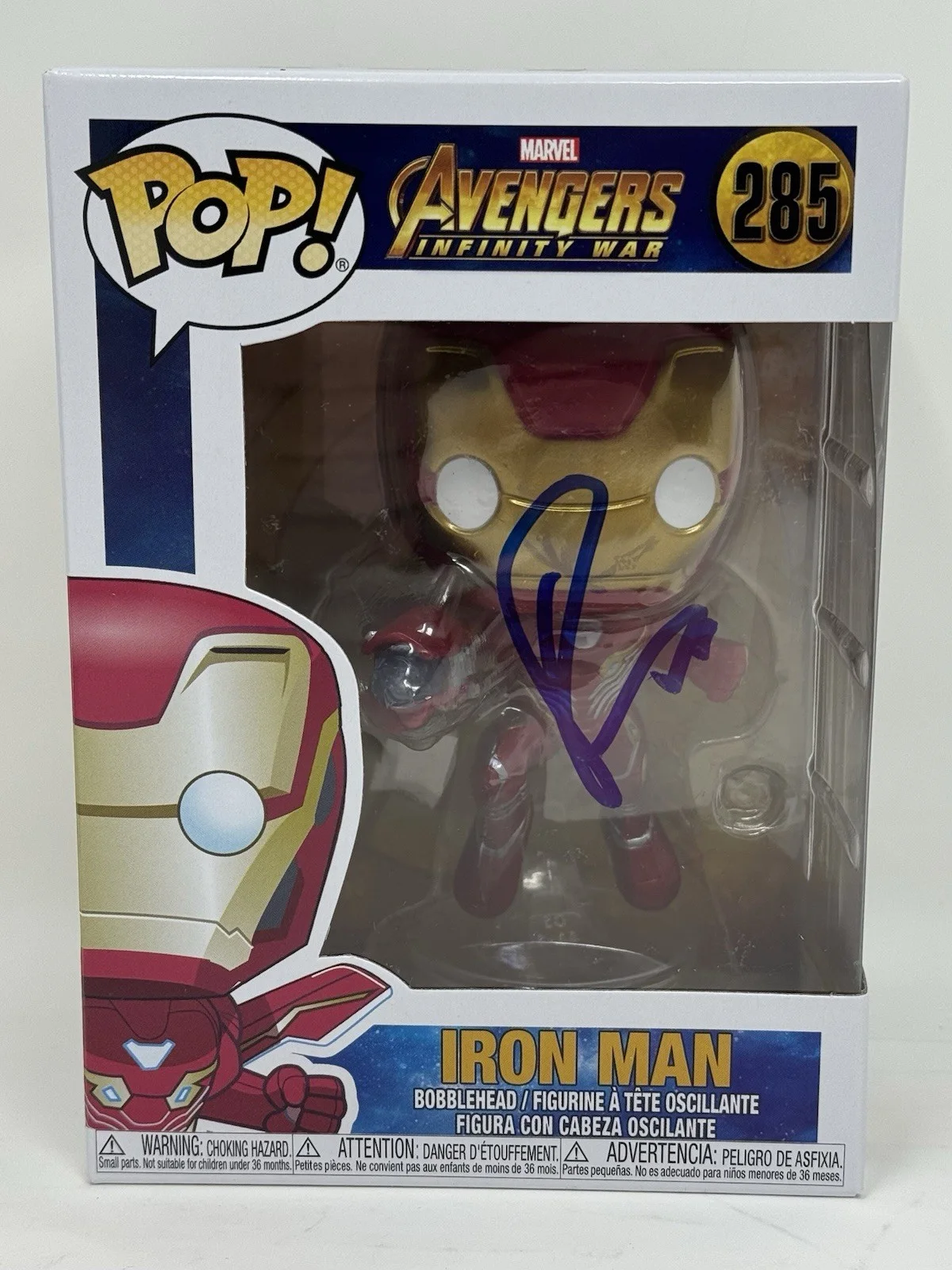 Robert Downey Jr — Robert Downey Jr. Signed Iron Man Funko Pop Marvel Avengers Infinity War ACOA, image 2