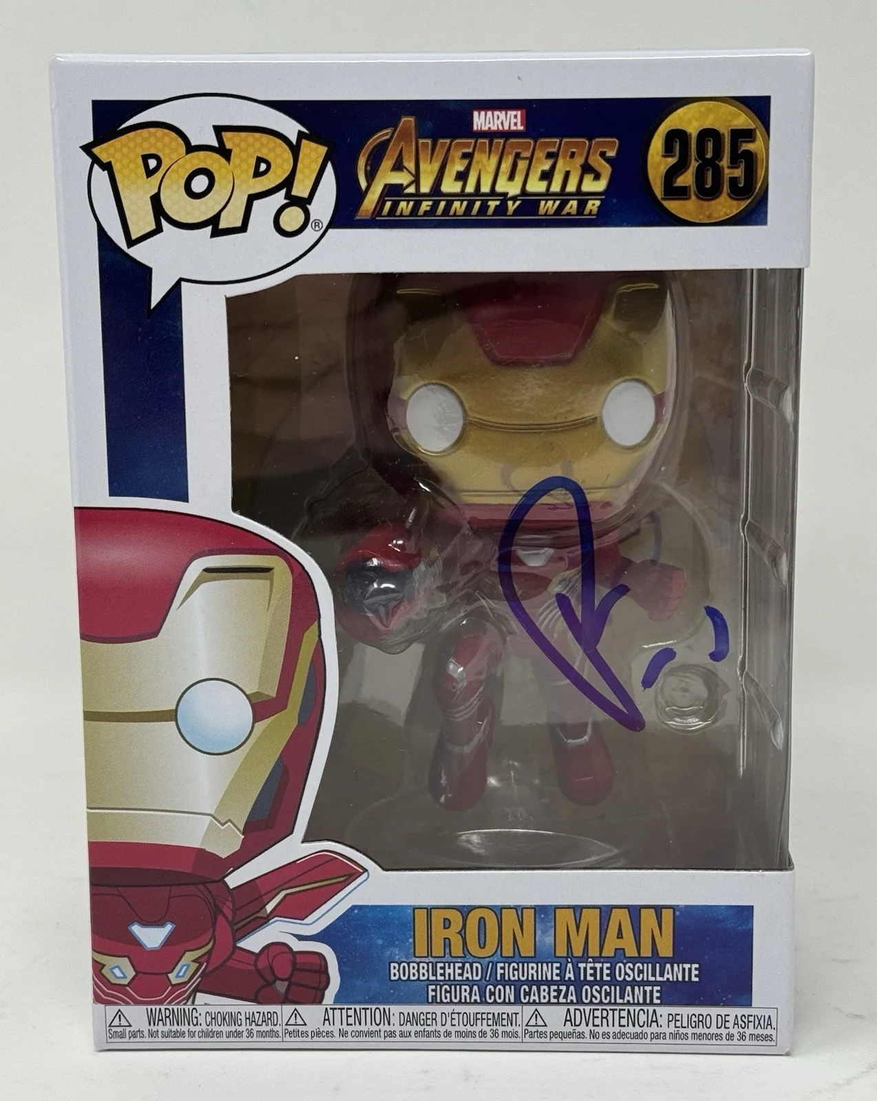Robert Downey Jr — Robert Downey Jr. Signed Autograph Iron Man Funko Pop Marvel Avengers 285 ACOA, image 2
