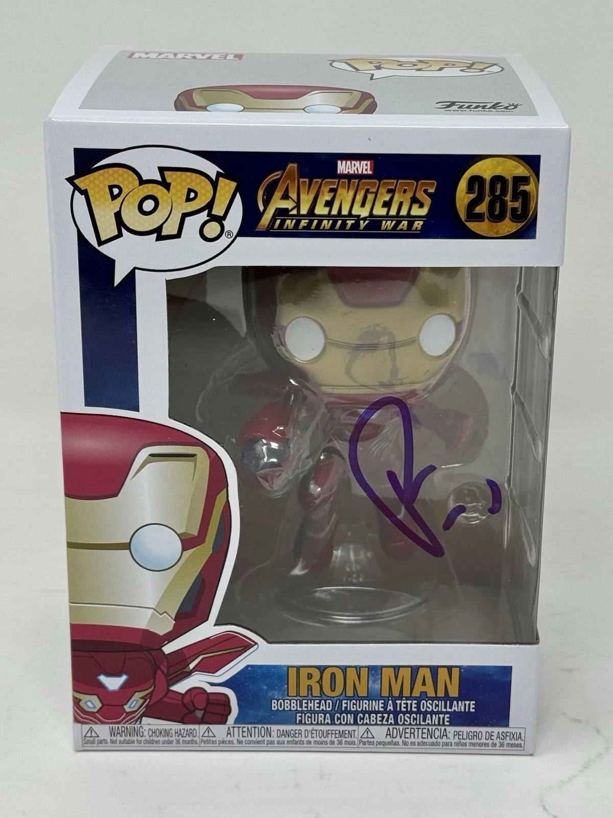 Robert Downey Jr — Robert Downey Jr. Signed Autograph Iron Man Funko Pop Marvel Avengers 285 ACOA, image 3