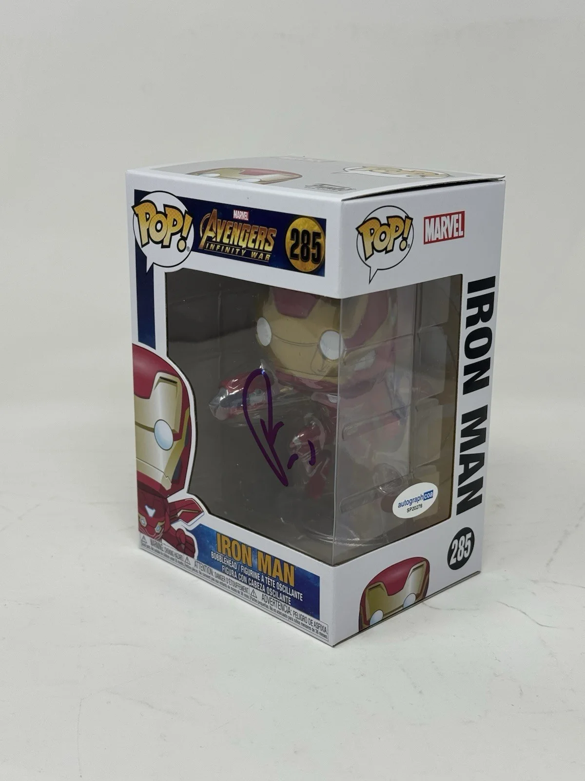 Robert Downey Jr — Robert Downey Jr. Signed Autograph Iron Man Funko Pop Marvel Avengers 285 ACOA, image 4