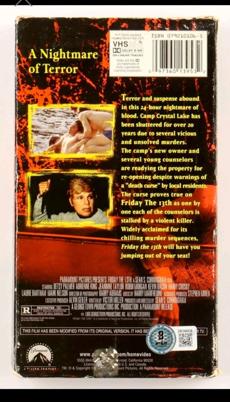 Ari Lehman Signed "Friday The 13th" Bottom Load VHS Sleeve with Tape..., image 3