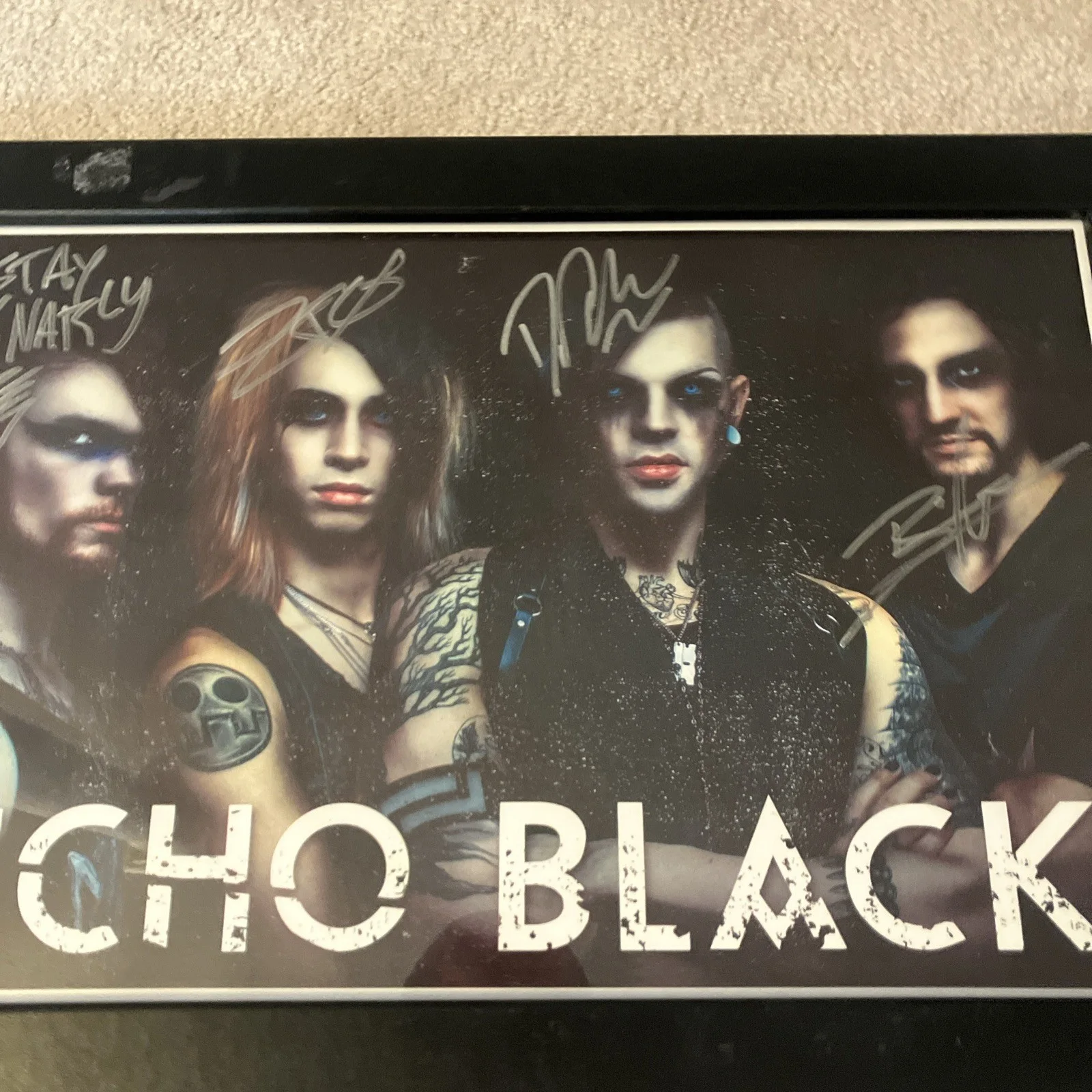 Rare “Echo Black” Band Signed Autograph Framed Poster Photo Rob Gnarly Danny Blu, изображение 3