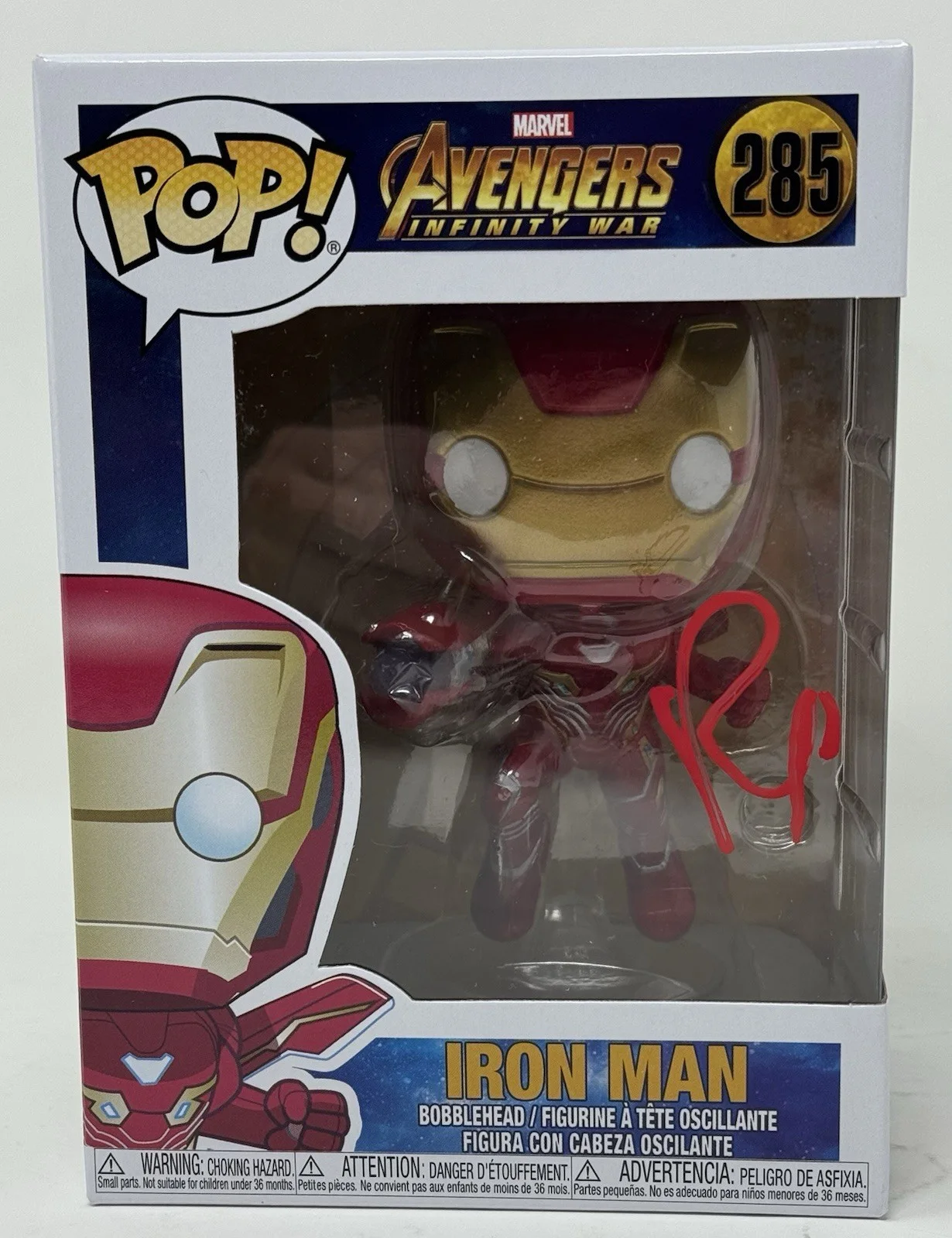 Robert Downey Jr — Robert Downey Jr. Signed Iron Man Funko Pop Marvel Avengers Infinity War ACOA, image 2