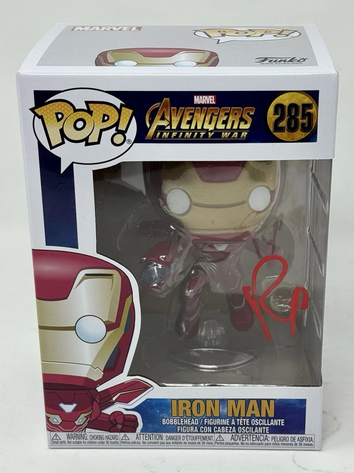 Robert Downey Jr — Robert Downey Jr. Signed Iron Man Funko Pop Marvel Avengers Infinity War ACOA, image 3