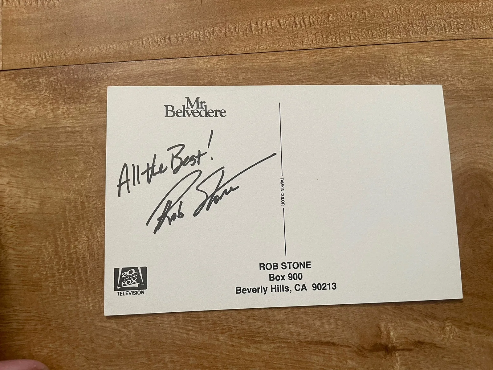 ROB STONE — ROB STONE Signed MR. BELVEDERE Postcard Photo Signed Autograph, image 3