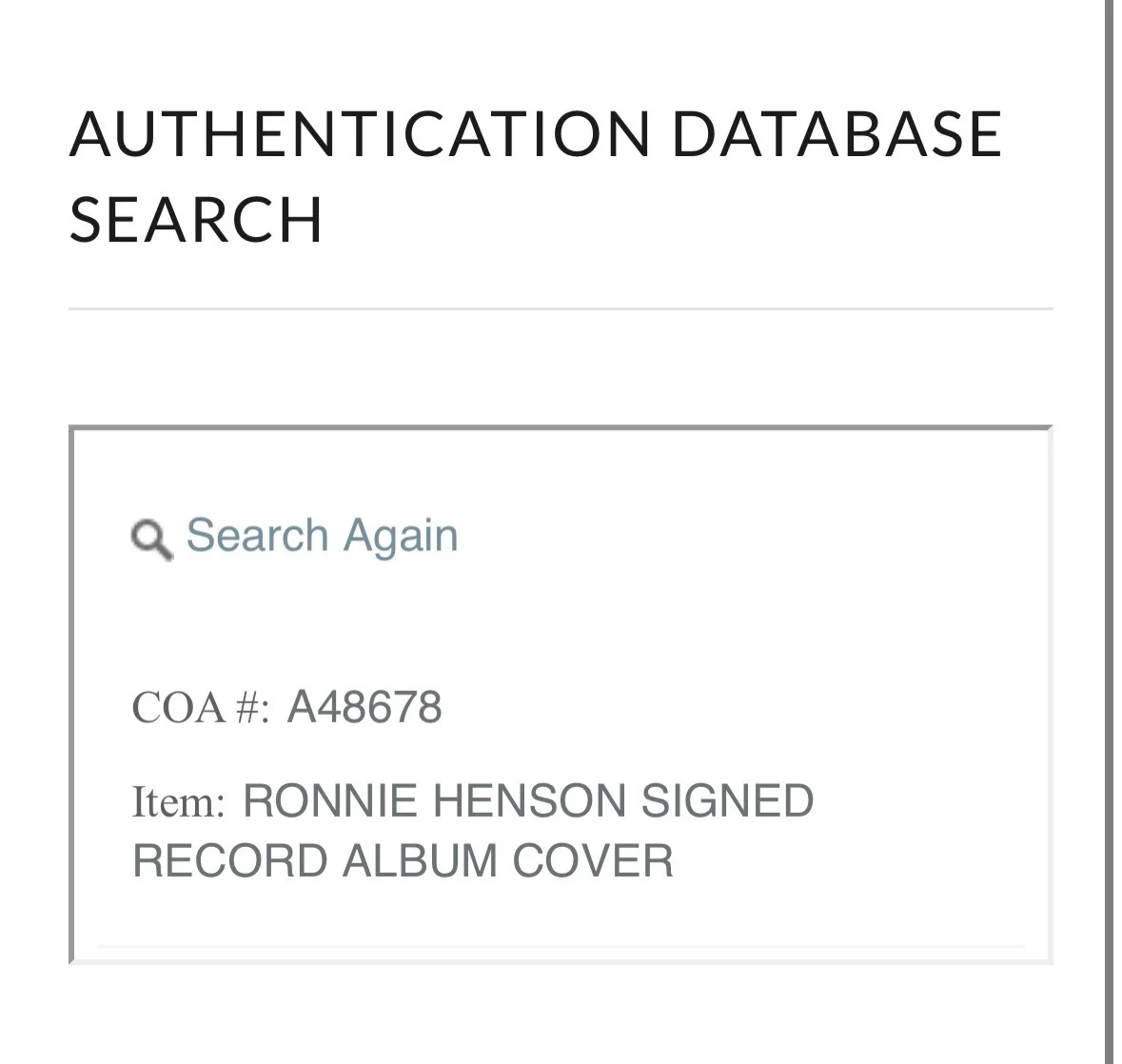 RONNIE HENSON - SIGNED RECORD ALBUM COVER - With COA, image 5