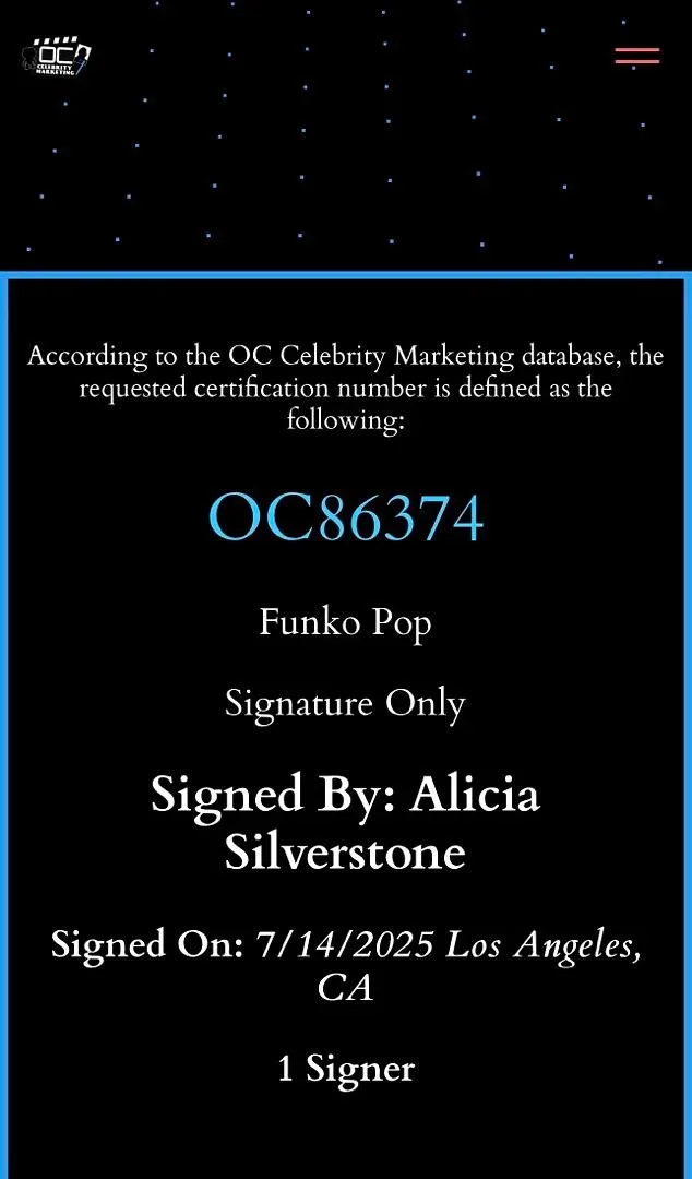 Alicia Silverstone signed Limited Edition Funko #1807 "Clueless"-OC Celebrity, изображение 5