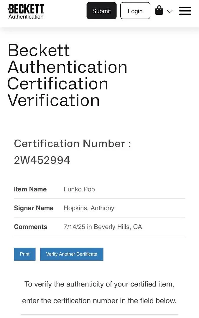 Anthony Hopkins Signed Funko #788 Hannibal Lecter (Silence Of The Lambs)-Beckett, изображение 5