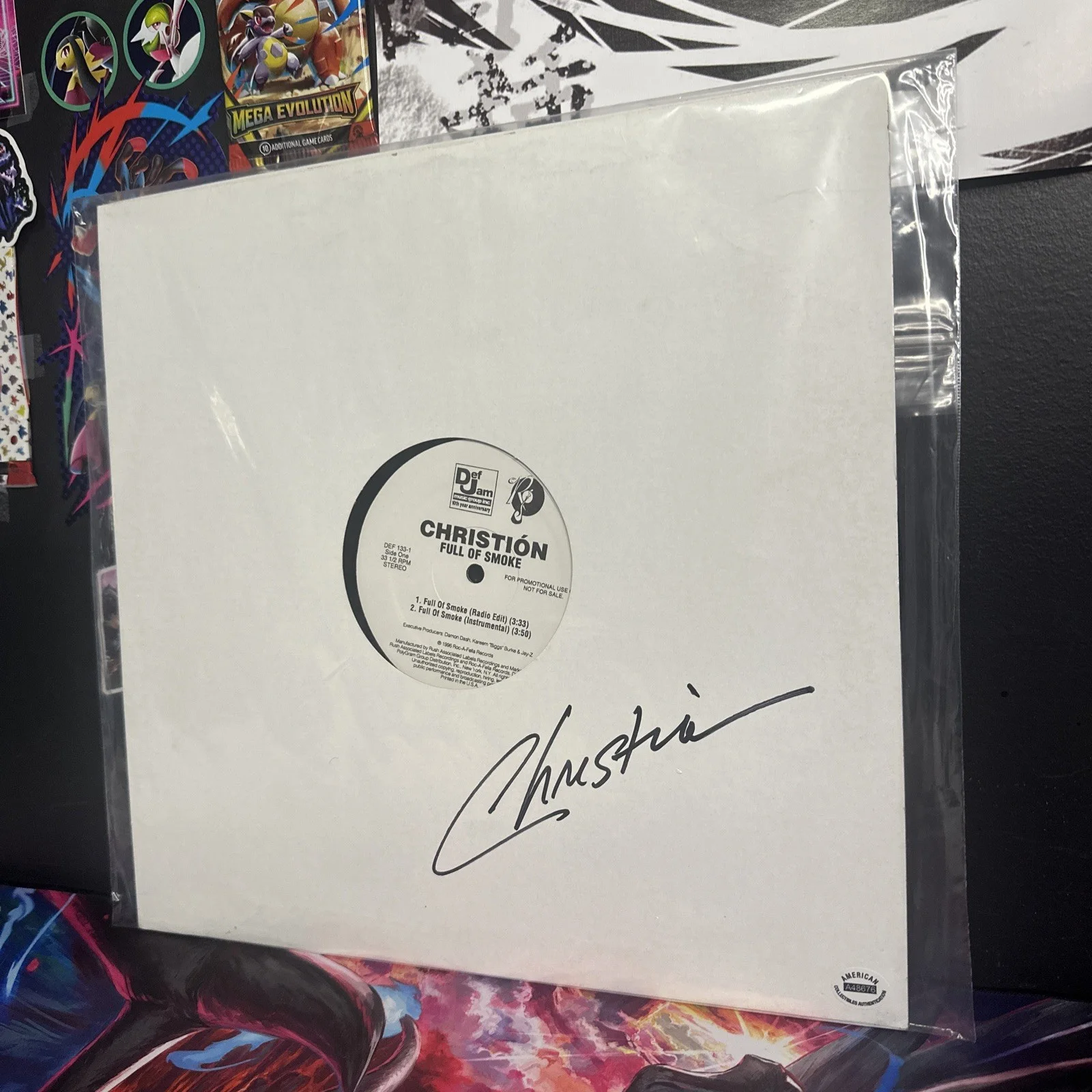 CHRISTION SIGNED RECORD ALBUM COVER - Mint With COA - “Full Of Smoke”, image 2