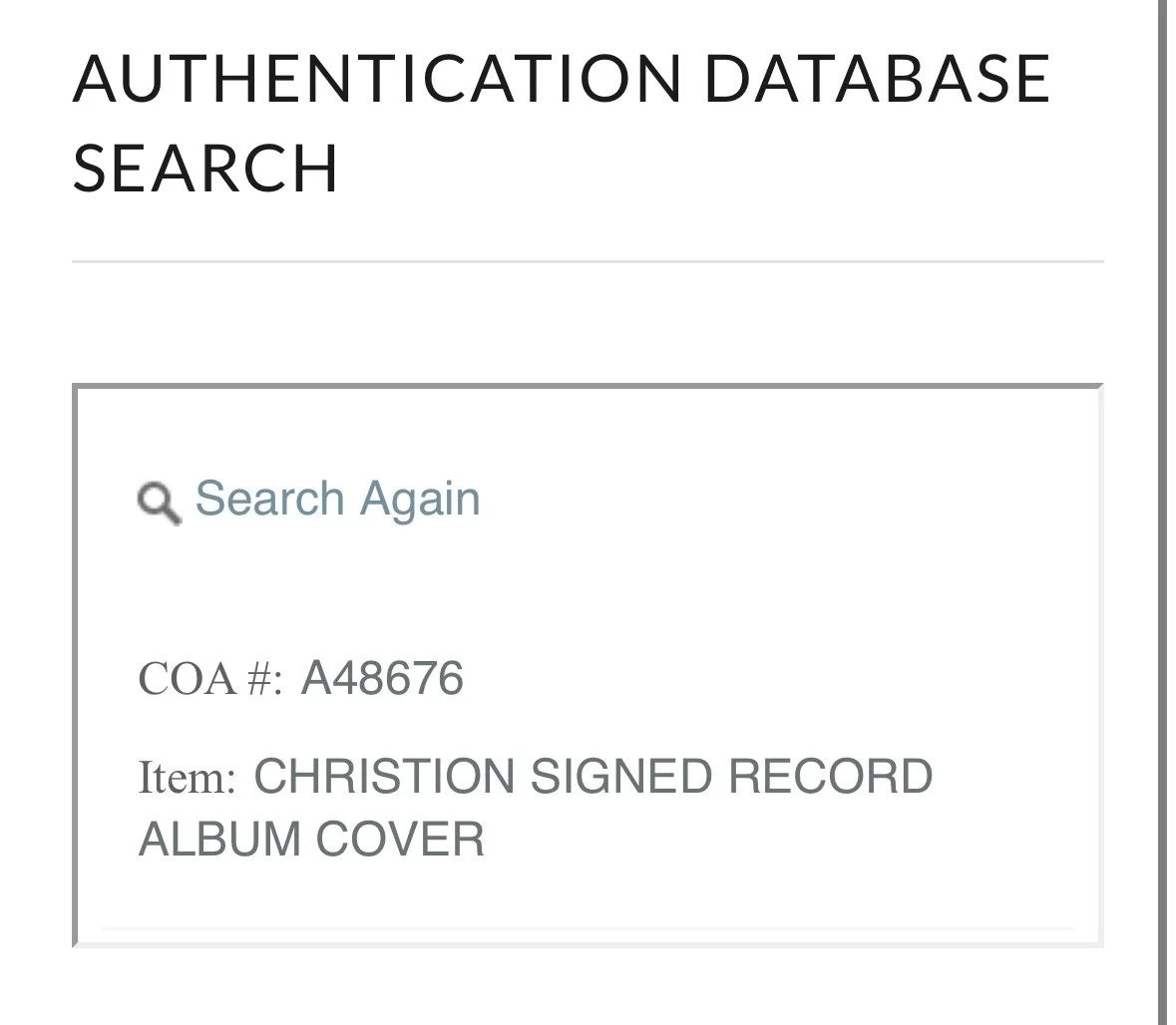 CHRISTION SIGNED RECORD ALBUM COVER - Mint With COA - “Full Of Smoke”, image 5