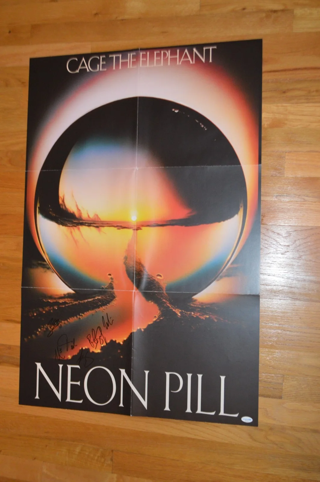 Cage The Elephant ~ Entire Band Signed "Neon Pill" LP Poster AUTOGRAPH Hologram, изображение 4