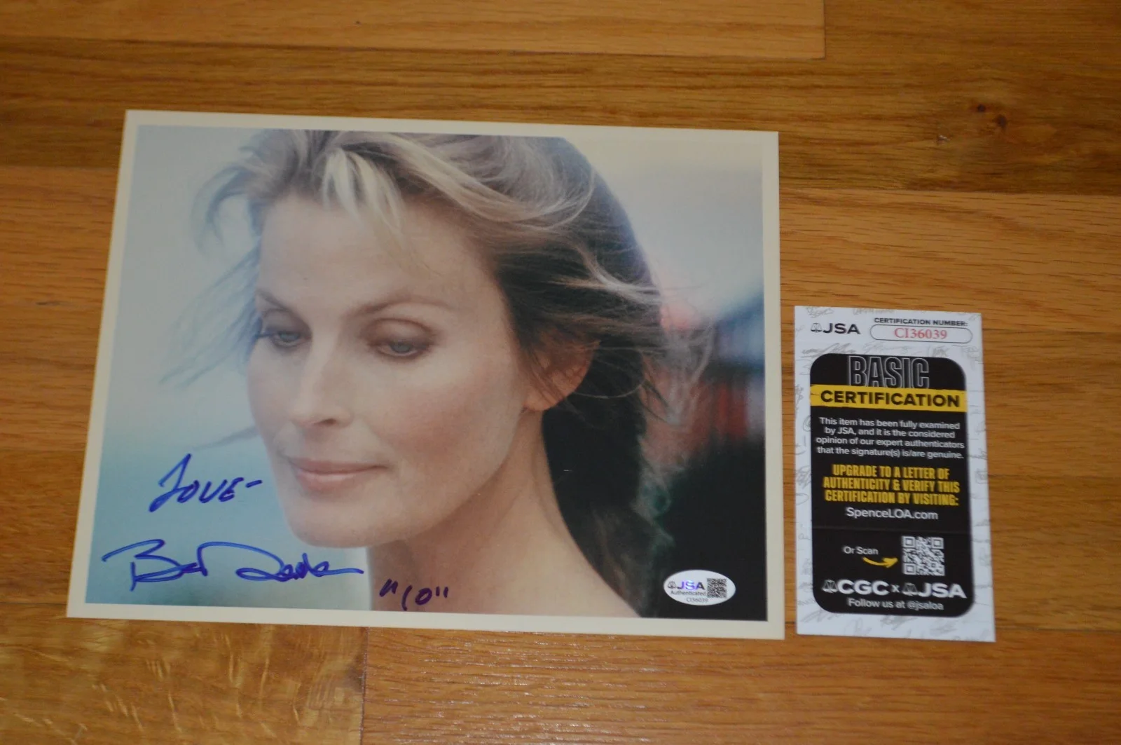 Bo Derek — Bo Derek Autographed Color 8x10 Photo with JSA COA "Love"