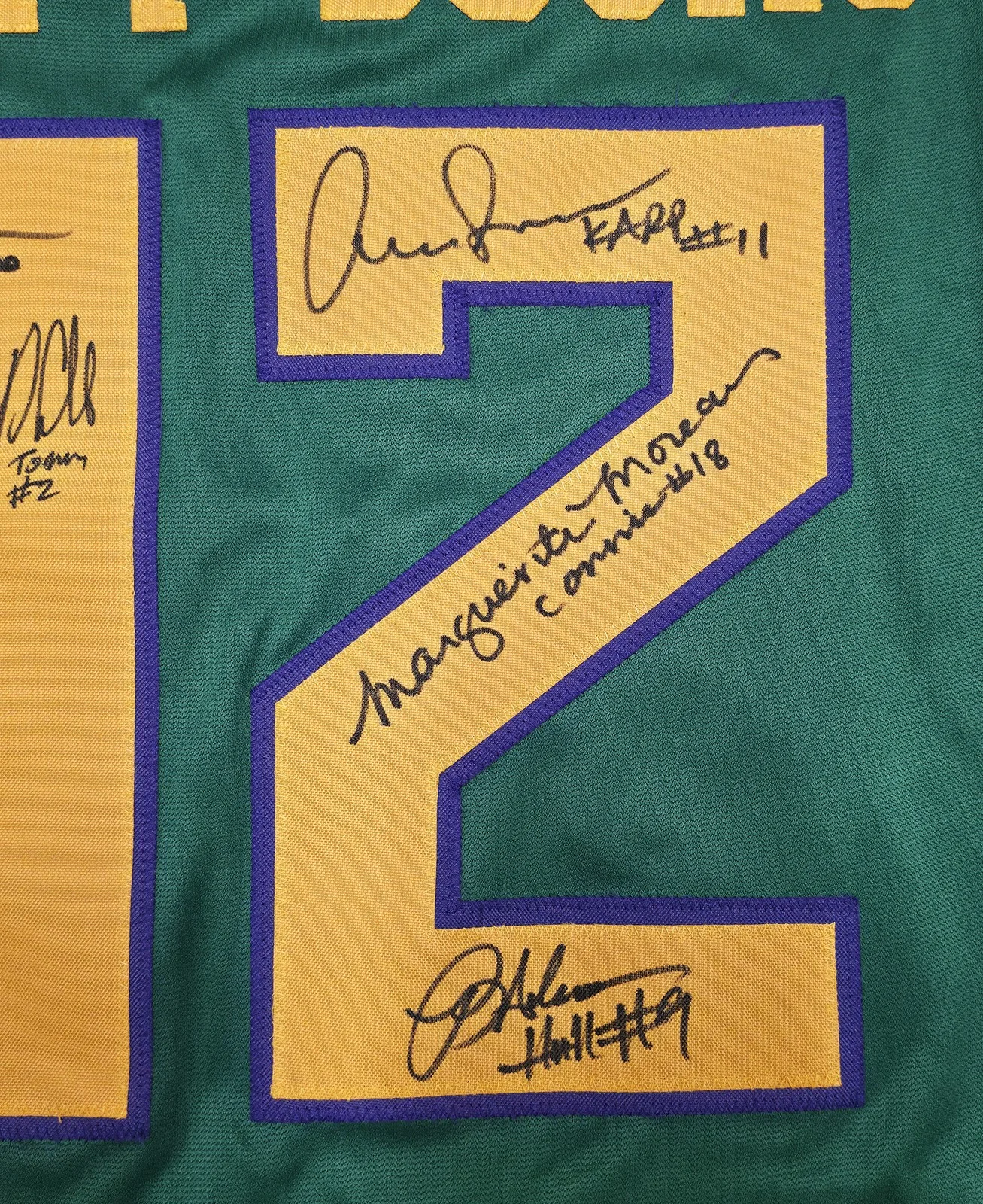 The Mighty — The Mighty Ducks Cast Signed Green Hockey Sweater Jersey 8 Sigs Beckett Witness, изображение 5