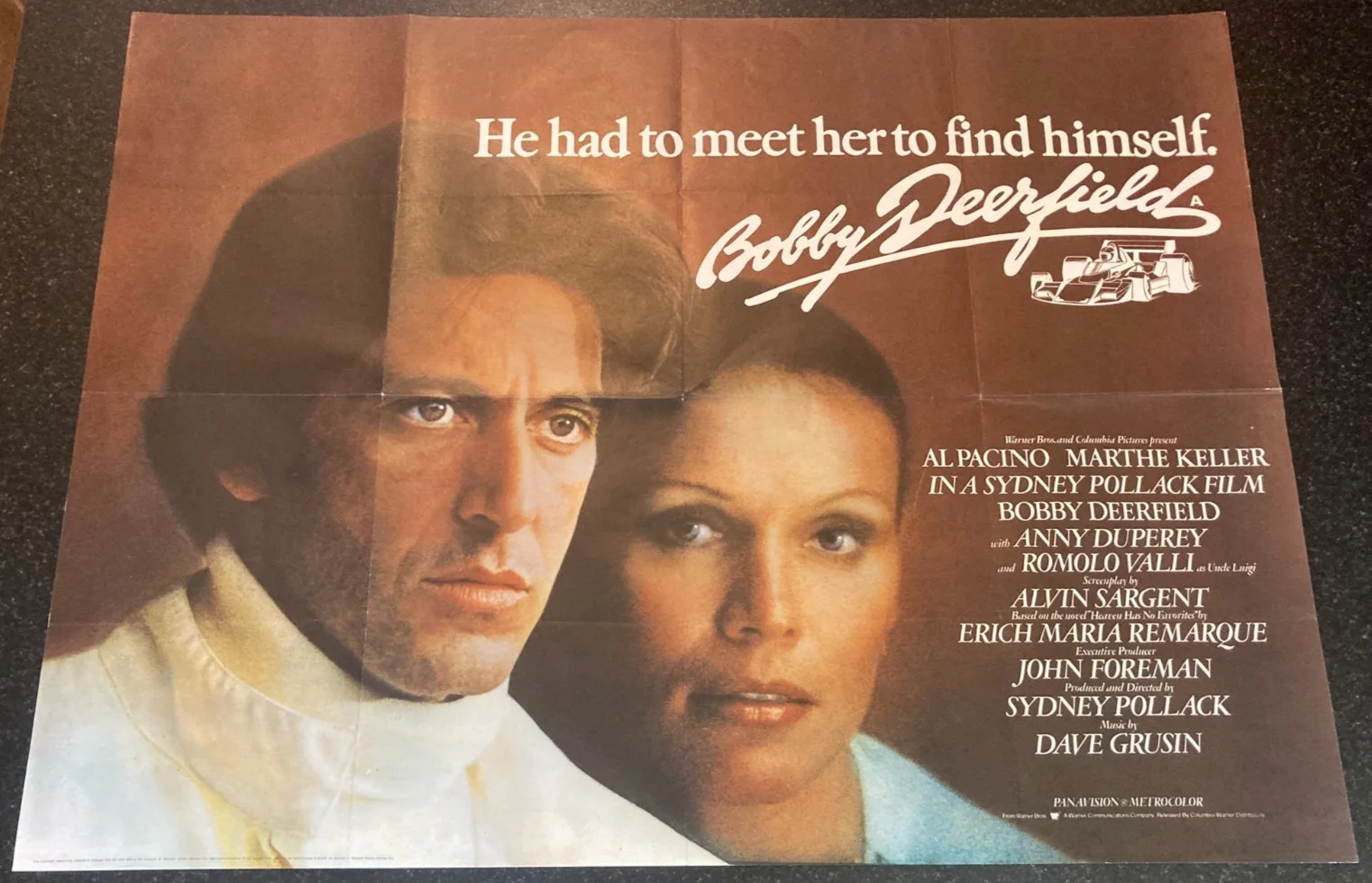BOBBY DEERFIELD 1977 Original Cinema UK Quad Movie POSTER Al Pacino F1 Racing, изображение 2