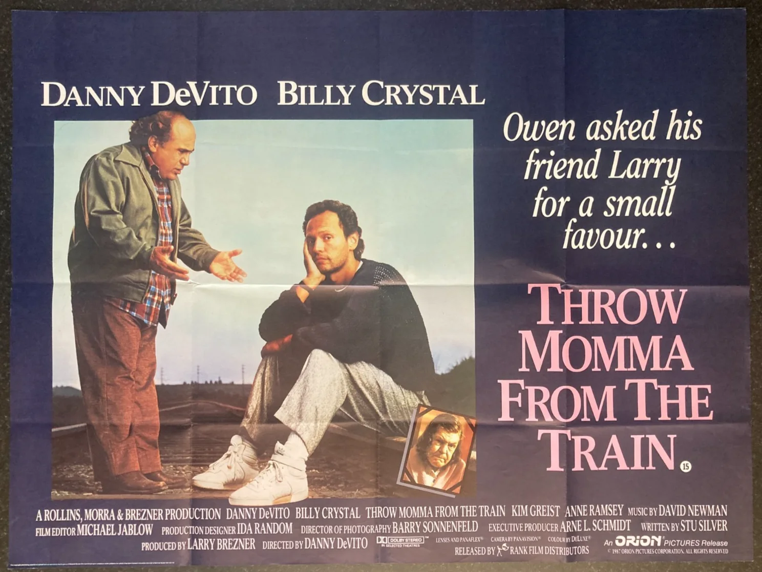 THROW MOMMA FROM THE TRAIN 1987 Original Cinema UK Quad Movie POSTER DeVito, image 2