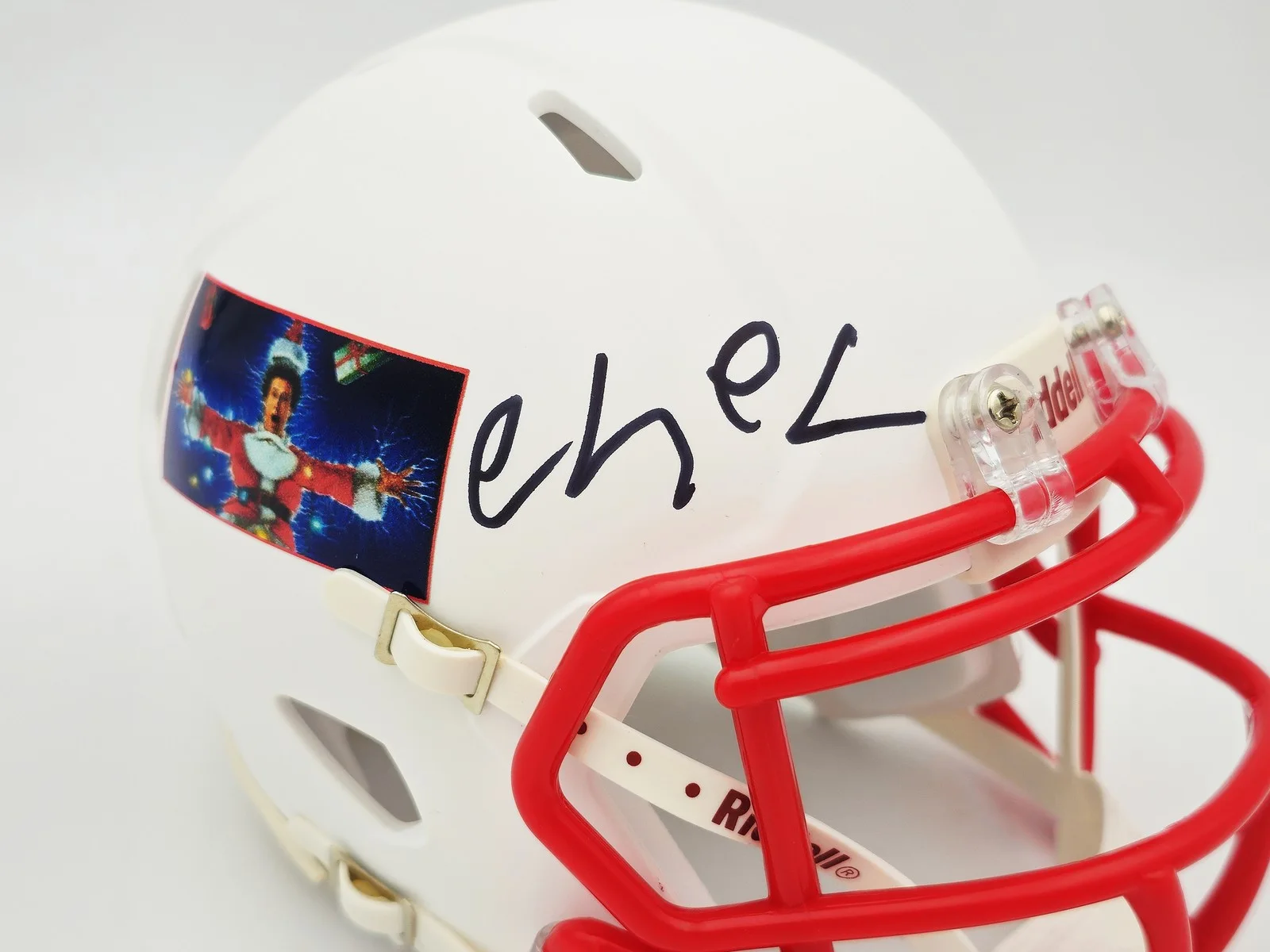 Chevy Chase — Chevy Chase Auto Signed Christmas Vacation White Speed Mini Helmet Beckett Wit, image 2