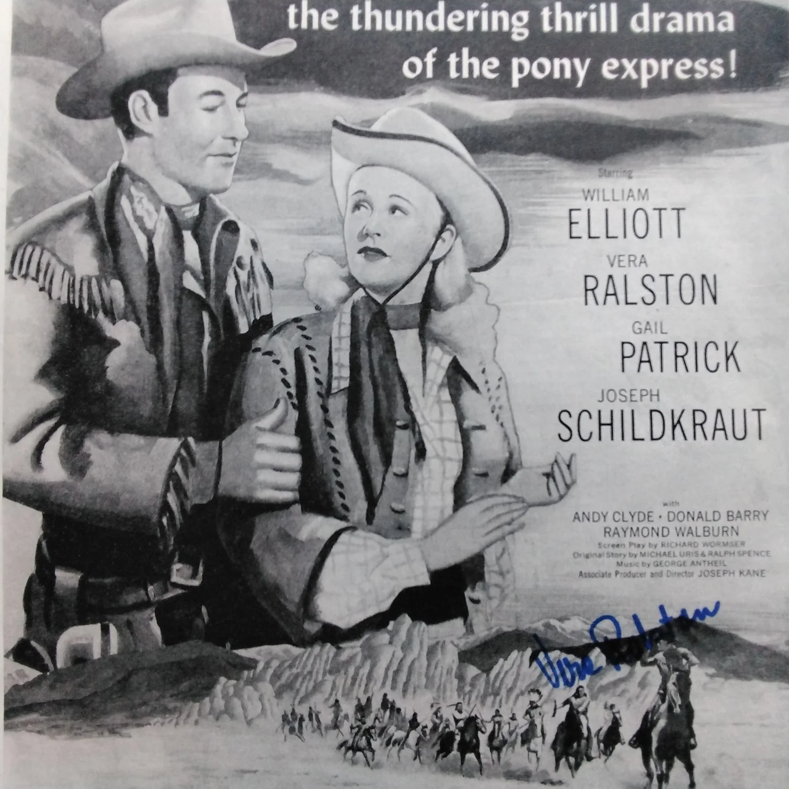 Vera Ralston SIGNED 1946 Movie Ad Plainsman & The Lady William Elliott Republic, изображение 3
