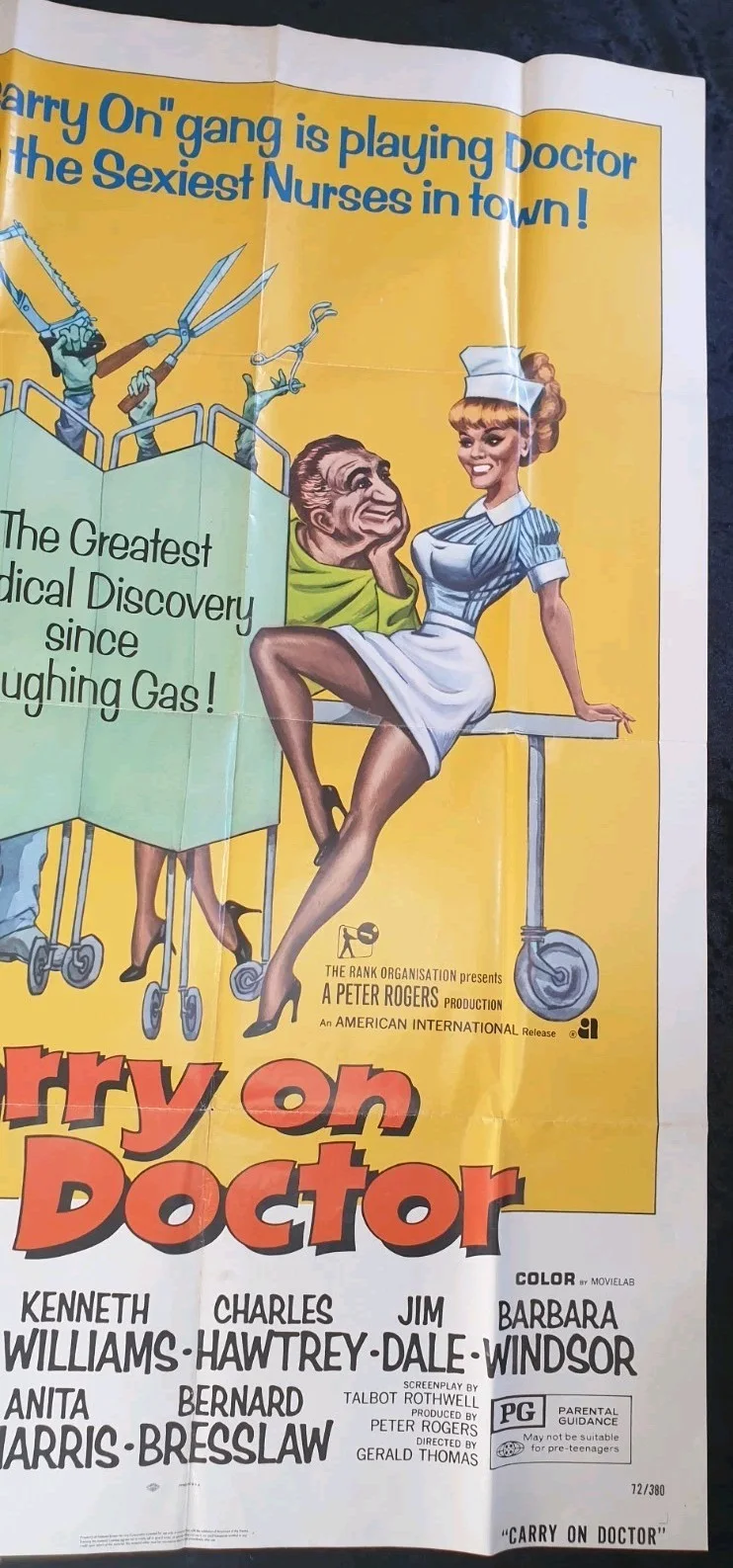 Carry On Doctor (1967/1972 US Release) Original US One Sheet Movie Poster Folded, изображение 3