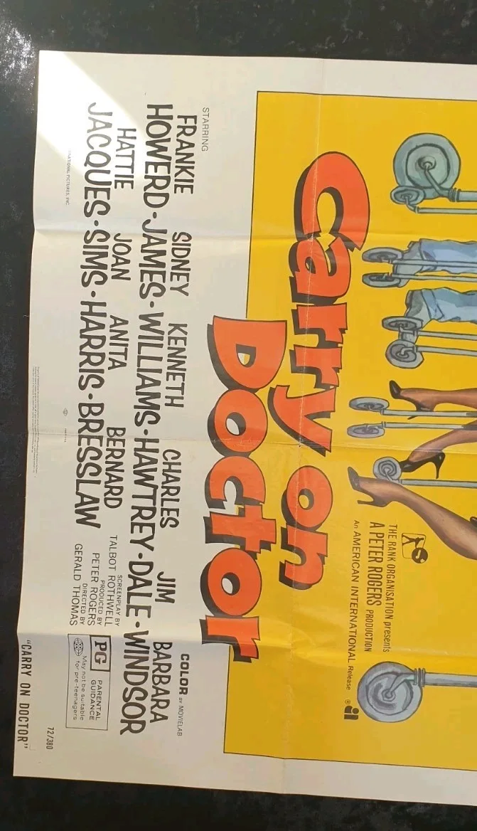 Carry On Doctor (1967/1972 US Release) Original US One Sheet Movie Poster Folded, изображение 4